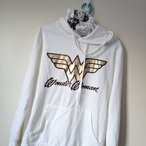 Wonder Woman White Hoodie with Gold Logo